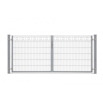 Schmuckzauntor Barcelona 2 flg. Lichte Weite 3280 mm - verzinkt (silberfarben)