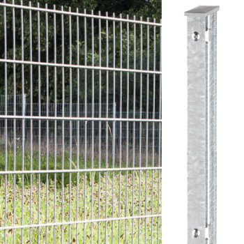 32,5 Meter Doppelstabmattenzaun komplett verzinkt (silberfarben)