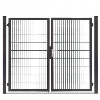 Rohrrahmentor Profi-Max 2 flg. Lichte Weite: 2140 mm Höhe 1800 mm Grün RAL 6005 + Sichtschutzpaket