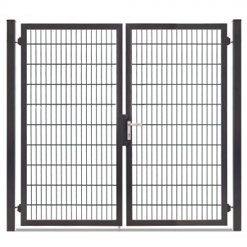 Rohrrahmentor Profi-Max 2 flg. Lichte Weite: 2140 mm Höhe 2000 mm Grün RAL 6005 + Sichtschutzpaket