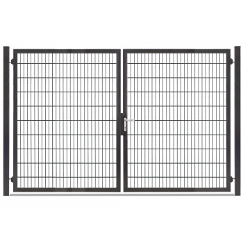 Rohrrahmentor Profi-Max 2 flg. Lichte Weite: 2640 mm Höhe 2000 mm Grün RAL 6005 + Sichtschutzpaket