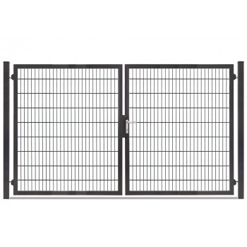 Rohrrahmentor Profi-Max 2 flg. Lichte Weite: 3140 mm Höhe 1800 mm Grün RAL 6005 + Sichtschutzpaket