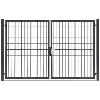 Rohrrahmentor Profi-Max 2 flg. Lichte Weite: 3140 mm Höhe 2000 mm Grün RAL 6005 + Sichtschutzpaket