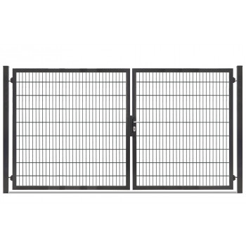 Rohrrahmentor Profi-Max 2 flg. Lichte Weite: 3390 mm Höhe 1800 mm Grün RAL 6005 + Sichtschutzpaket