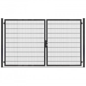 Gartentor Hoftor Doppelstabmatentor Rohrrahmentor Profi-Max 2 flg. Lichte Weite: 3390 mm Anthrazit RAL 7016