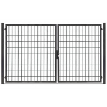 Rohrrahmentor Profi-Max 2 flg. Lichte Weite: 3390 mm Höhe 2000 mm Grün RAL 6005 + Sichtschutzpaket