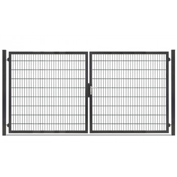 Rohrrahmentor Profi-Max 2 flg. Lichte Weite: 3640 mm Höhe 1800 mm Grün RAL 6005 + Sichtschutzpaket