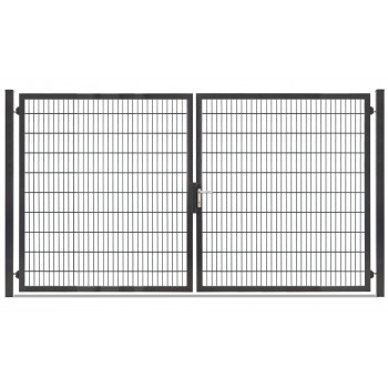 Rohrrahmentor Profi-Max 2 flg. Lichte Weite: 3640 mm Höhe 2000 mm Grün RAL 6005 + Sichtschutzpaket